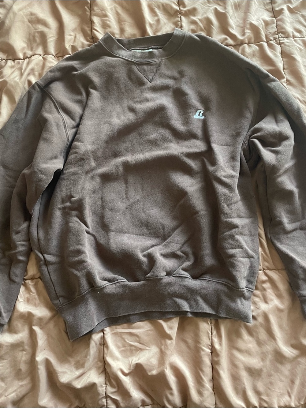 Russell Athletic Brown Crewneck Sweatshirt with Small Chest Logo